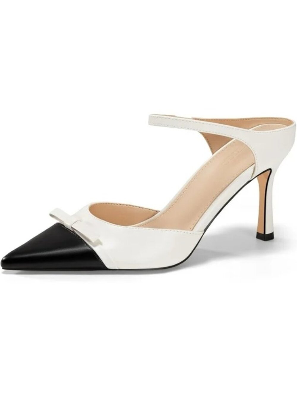 Coutgo Size 6 Stiletto Heels Two-Tone Slip On Pointed Toe Heeled Mules